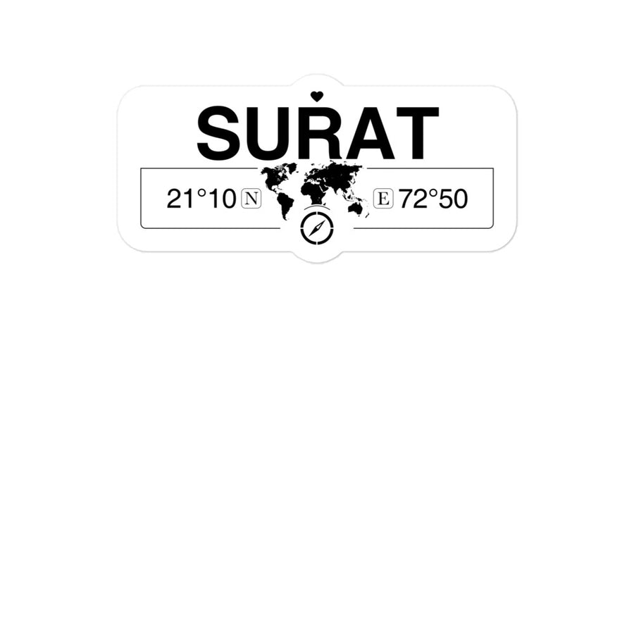 Surat, Gujarat 2 x 5.5" Inch Stickers Gift with Map Coordinates #REF2748F6546