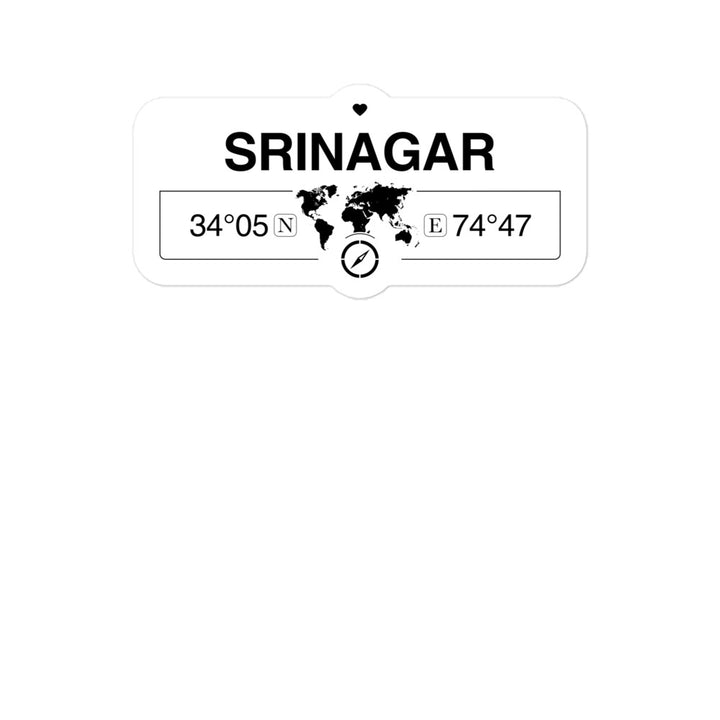 Srinagar, Jammu and Kashmir 2 x 5.5" Inch Stickers Gift with Map Coordinates #REF2748F6546