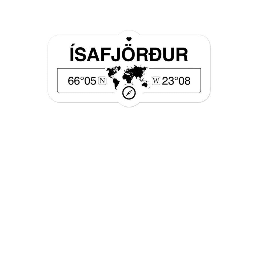 ÃsafjÃ¶rÃ°ur, Westfjords 2 x 5.5" Inch Stickers Gift with Map Coordinates #REF2748F6546