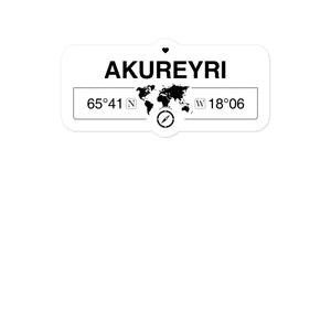 Akureyri, Northeastern Regi 2 x 5.5" Inch Stickers Gift with Map Coordinates #REF2748F6546
