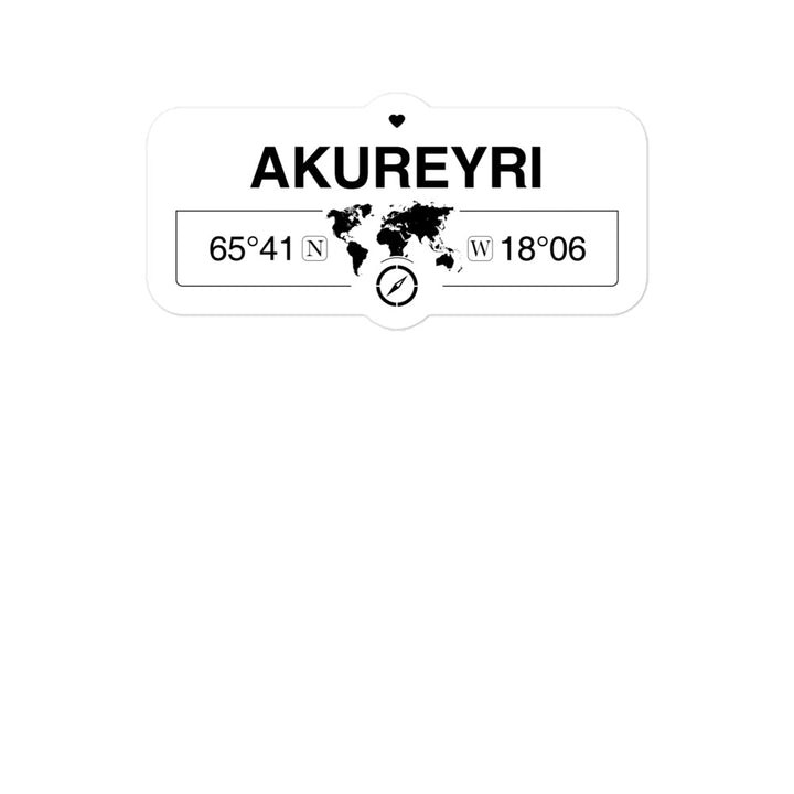 Akureyri, Northeastern Regi 2 x 5.5" Inch Stickers Gift with Map Coordinates #REF2748F6546
