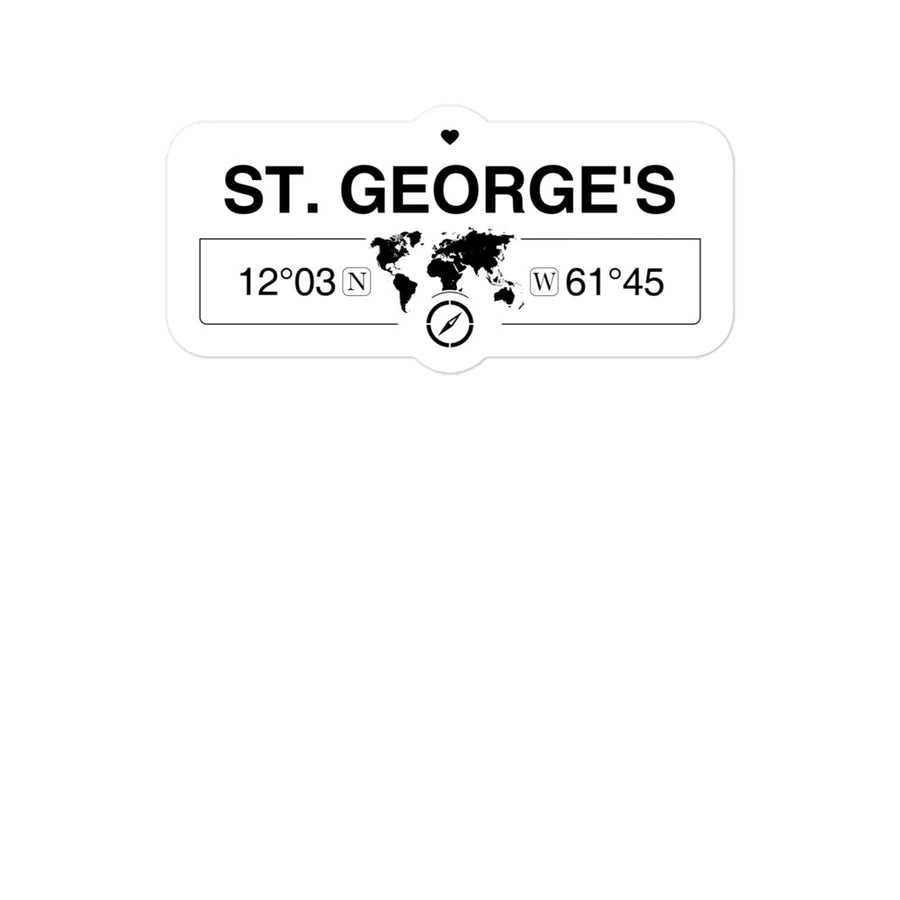 St. George's 2 x 5.5" Inch Stickers Gift with Map Coordinates #REF2748F6546
