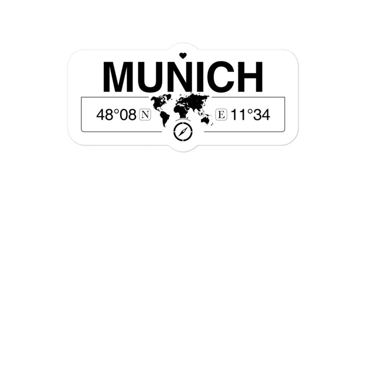 Munich, Bavaria 2 x 5.5" Inch Stickers Gift with Map Coordinates #REF2748F6546