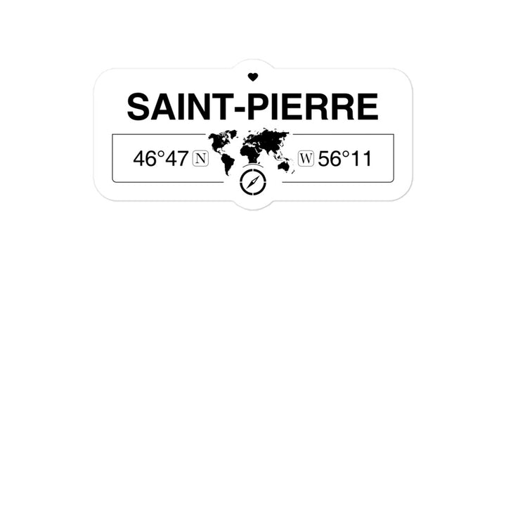 Saint-pierre, Saint Pierre  2 x 5.5" Inch Stickers Gift with Map Coordinates #REF2748F6546