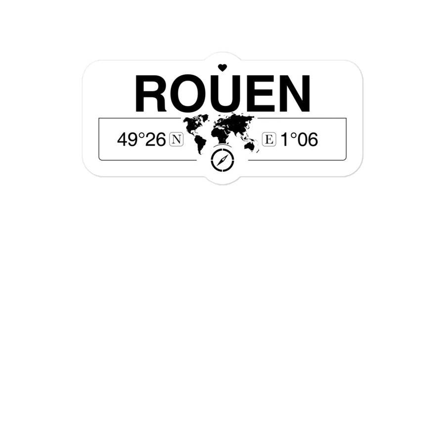 Rouen, Normandy 2 x 5.5" Inch Stickers Gift with Map Coordinates #REF2748F6546