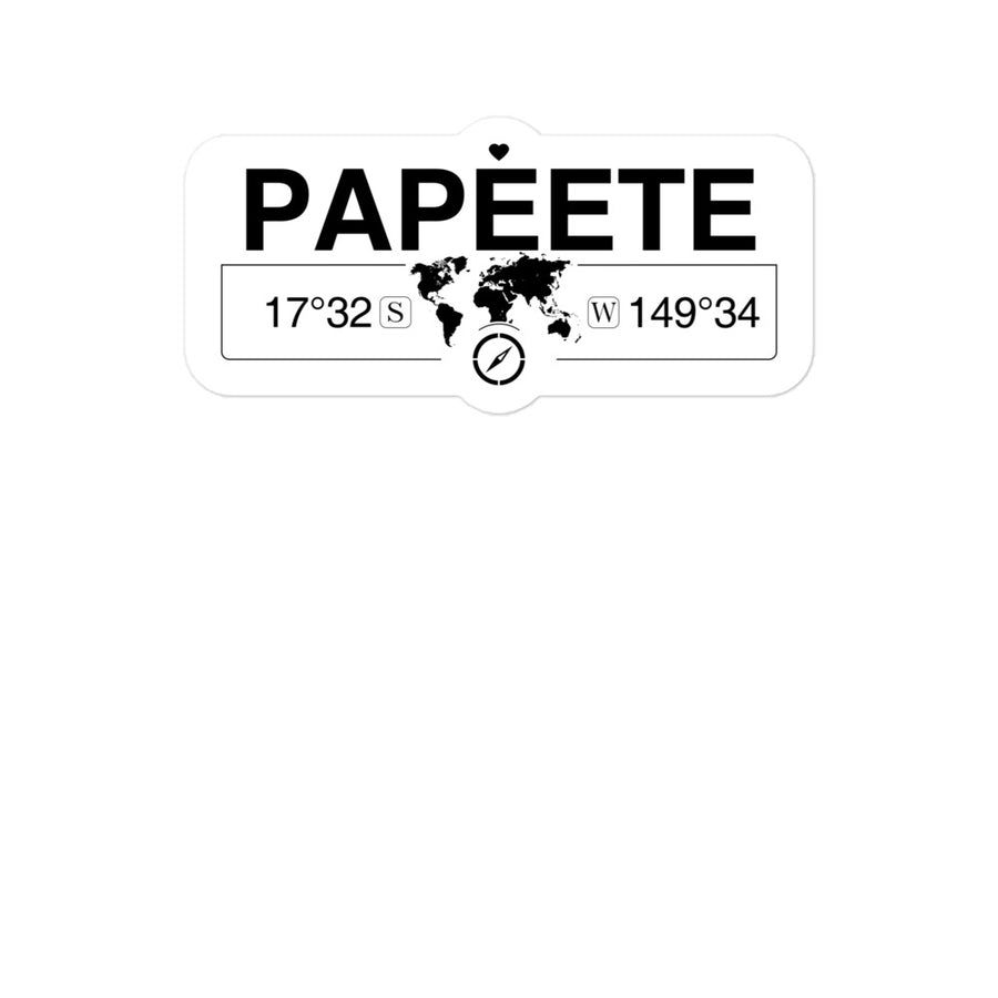 Papeete, French Polynesia 2 x 5.5" Inch Stickers Gift with Map Coordinates #REF2748F6546