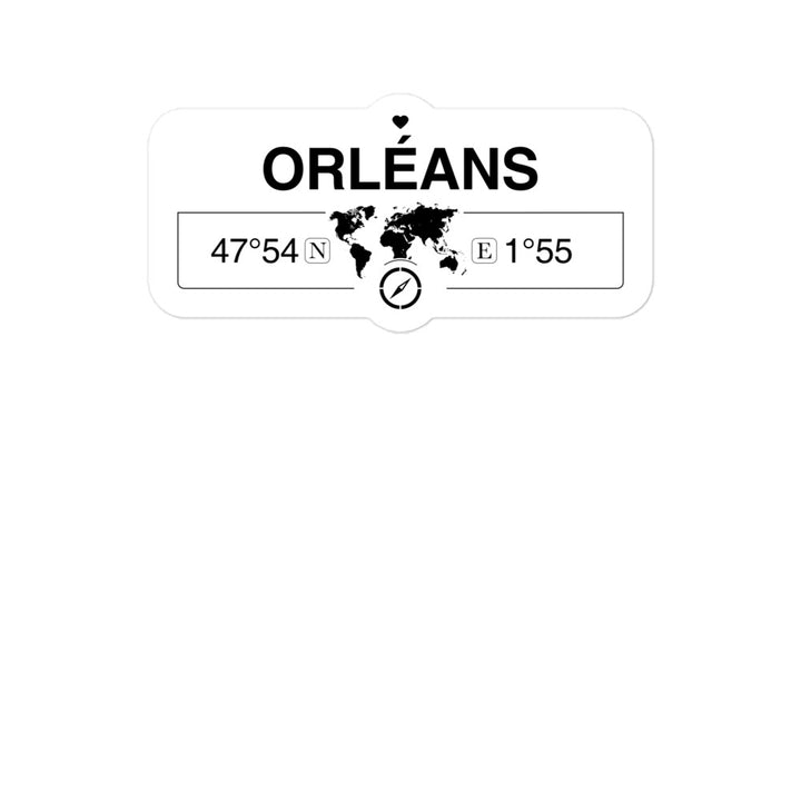 OrlÃ©ans 2 x 5.5" Inch Stickers Gift with Map Coordinates #REF2748F6546