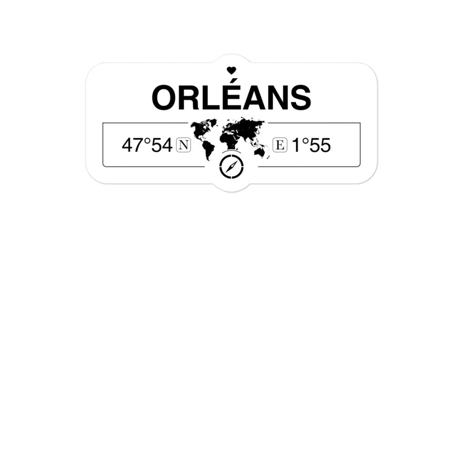 OrlÃ©ans 2 x 5.5" Inch Stickers Gift with Map Coordinates #REF2748F6546