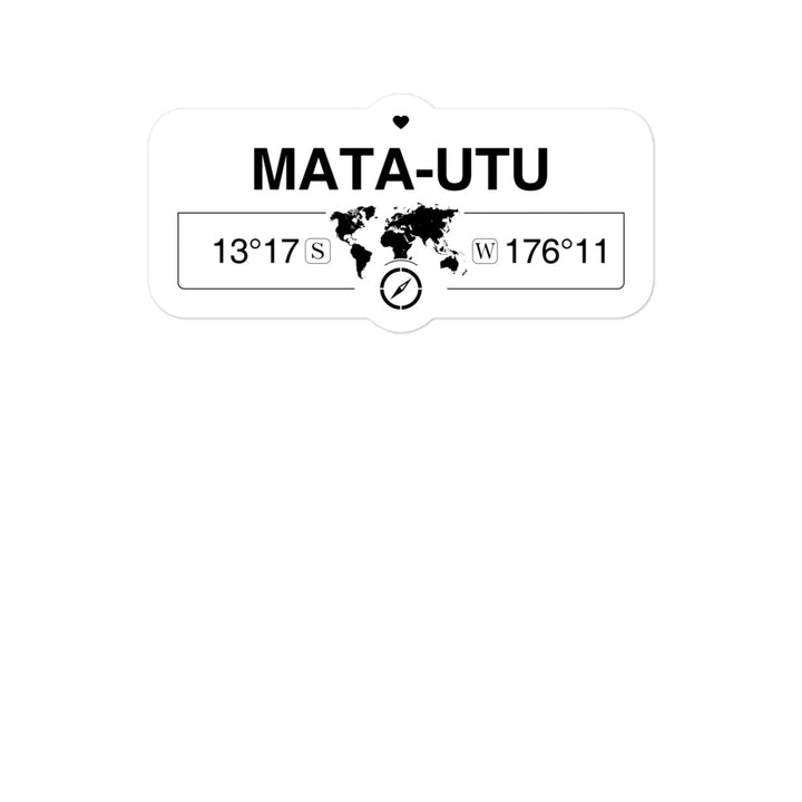 Mata-utu, Wallis and Futuna 2 x 5.5" Inch Stickers Gift with Map Coordinates #REF2748F6546
