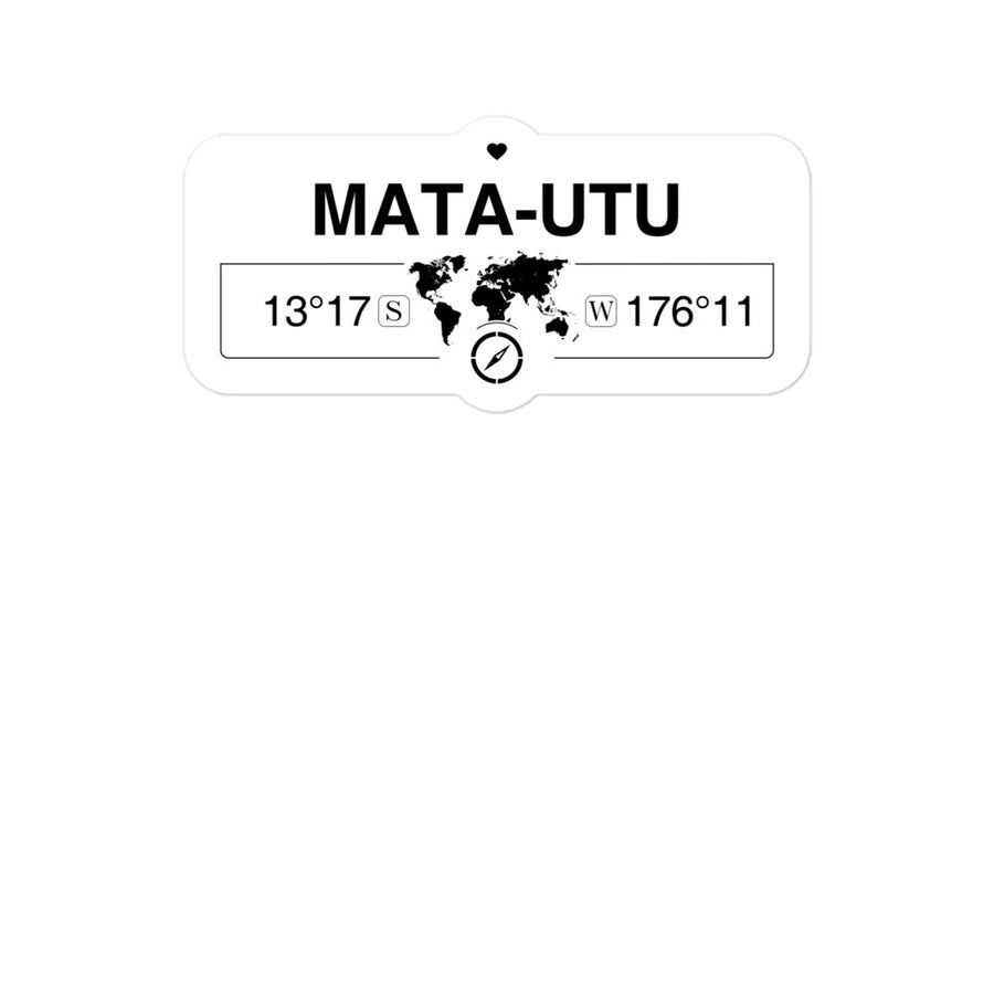 Mata-utu, Wallis and Futuna 2 x 5.5" Inch Stickers Gift with Map Coordinates #REF2748F6546