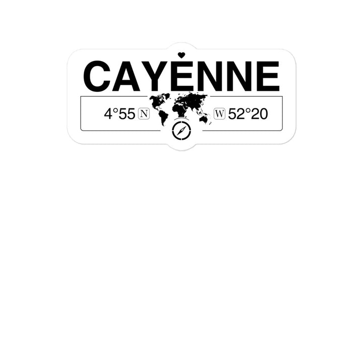 Cayenne, French Guiana 2 x 5.5" Inch Stickers Gift with Map Coordinates #REF2748F6546