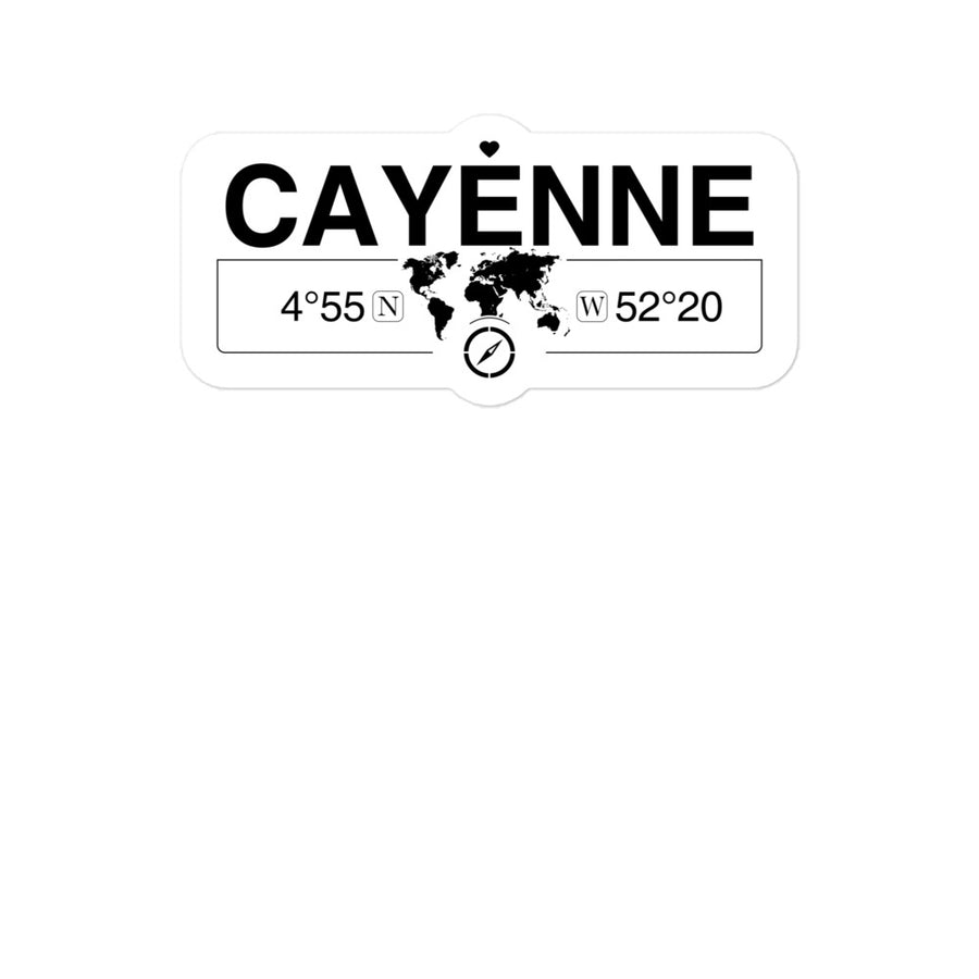 Cayenne, French Guiana 2 x 5.5" Inch Stickers Gift with Map Coordinates #REF2748F6546