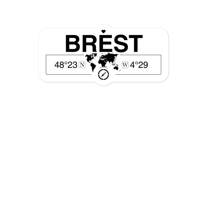 Brest, Brittany 2 x 5.5" Inch Stickers Gift with Map Coordinates #REF2748F6546