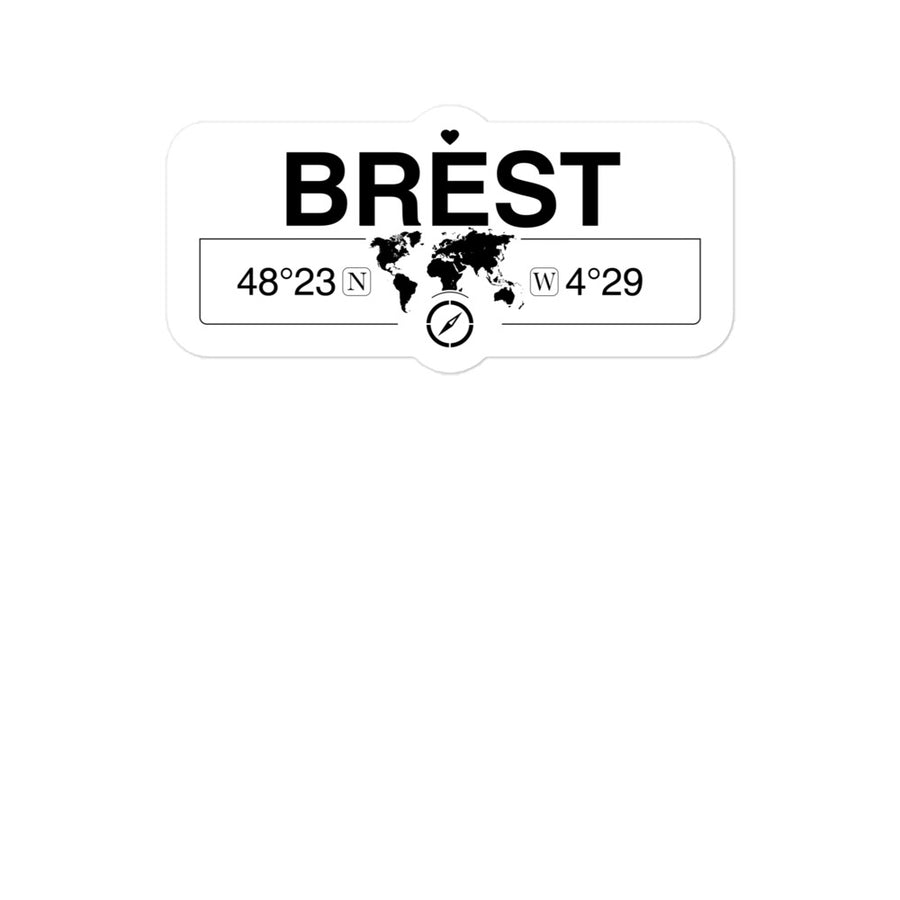 Brest, Brittany 2 x 5.5" Inch Stickers Gift with Map Coordinates #REF2748F6546