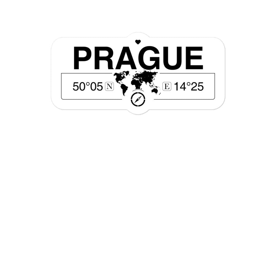 Prague 2 x 5.5" Inch Stickers Gift with Map Coordinates #REF2748F6546