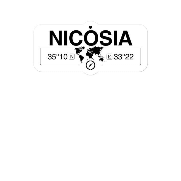 Nicosia 2 x 5.5" Inch Stickers Gift with Map Coordinates #REF2748F6546
