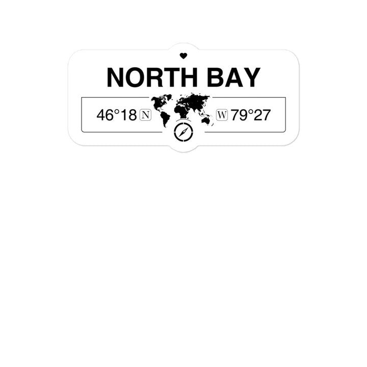 North Bay, Ontario 2 x 5.5" Inch Stickers Gift with Map Coordinates #REF2748F6546