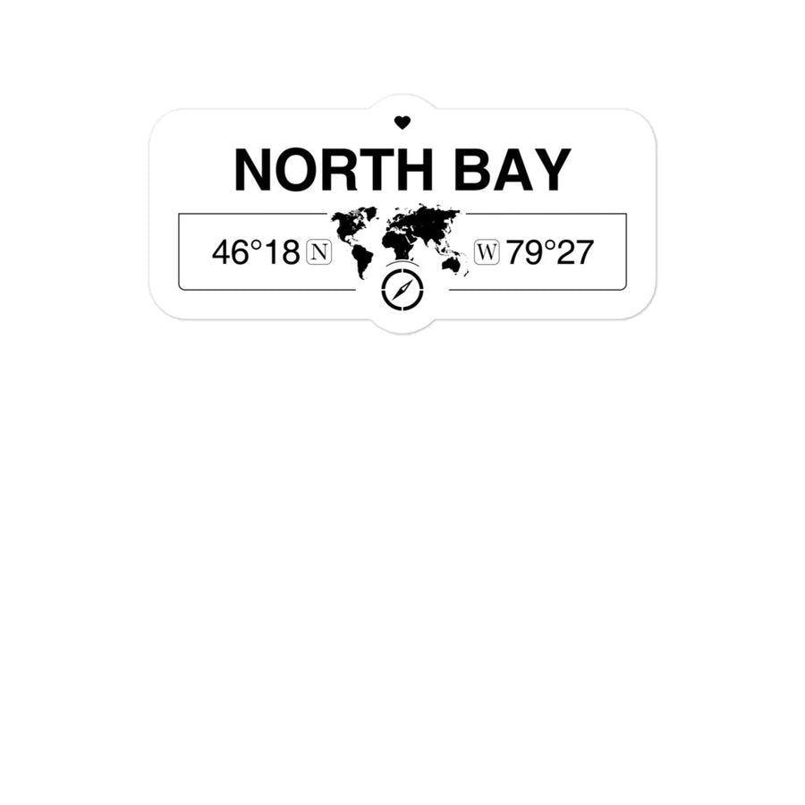 North Bay, Ontario 2 x 5.5" Inch Stickers Gift with Map Coordinates #REF2748F6546