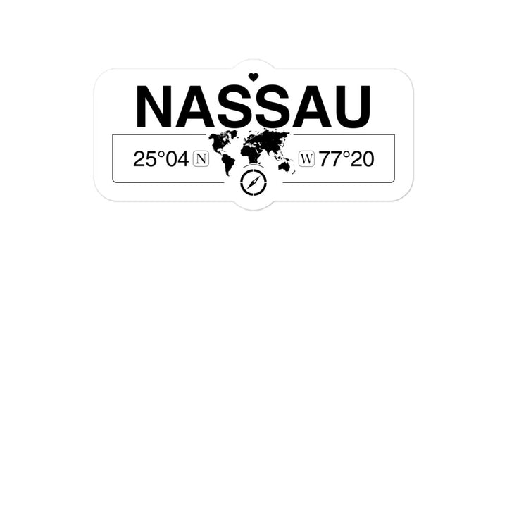 Nassau 2 x 5.5" Inch Stickers Gift with Map Coordinates #REF2748F6546