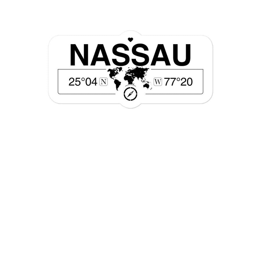 Nassau 2 x 5.5" Inch Stickers Gift with Map Coordinates #REF2748F6546