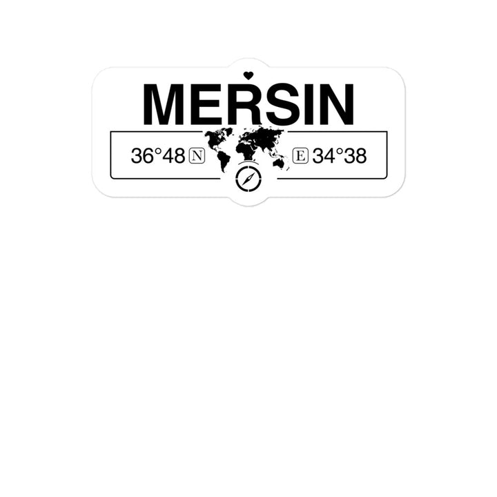 Mersin, Turkey 2 x 5.5" Inch Stickers Gift with Map Coordinates #REF2748F6546