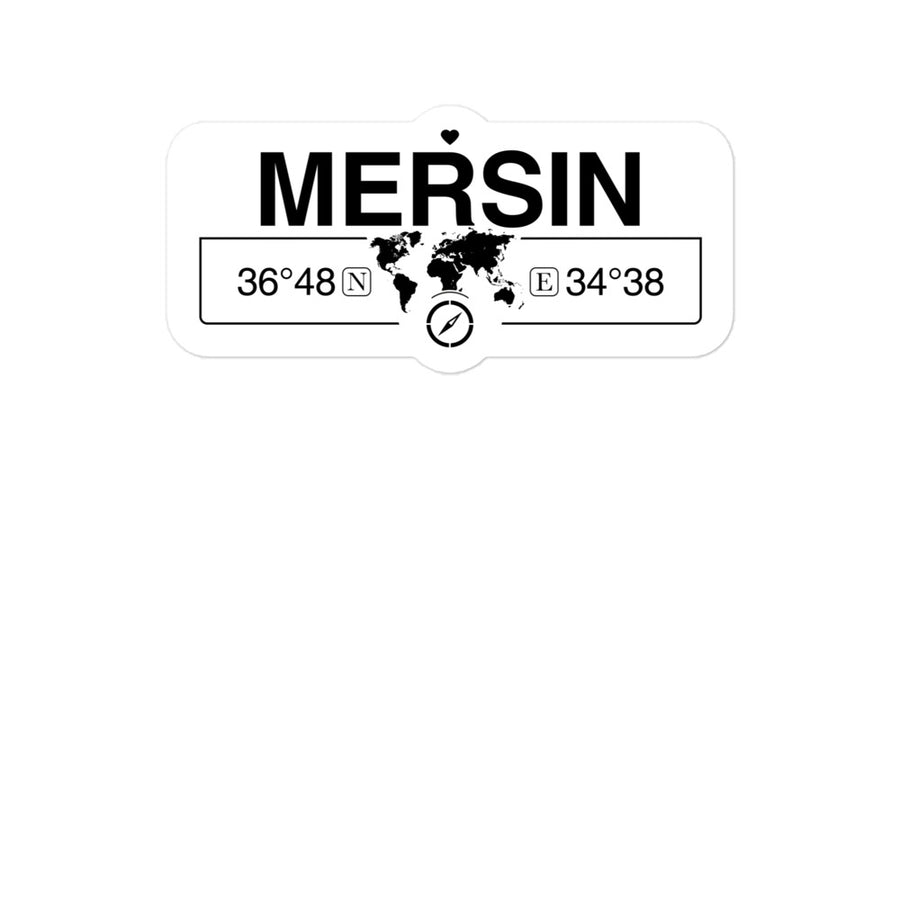 Mersin, Turkey 2 x 5.5" Inch Stickers Gift with Map Coordinates #REF2748F6546