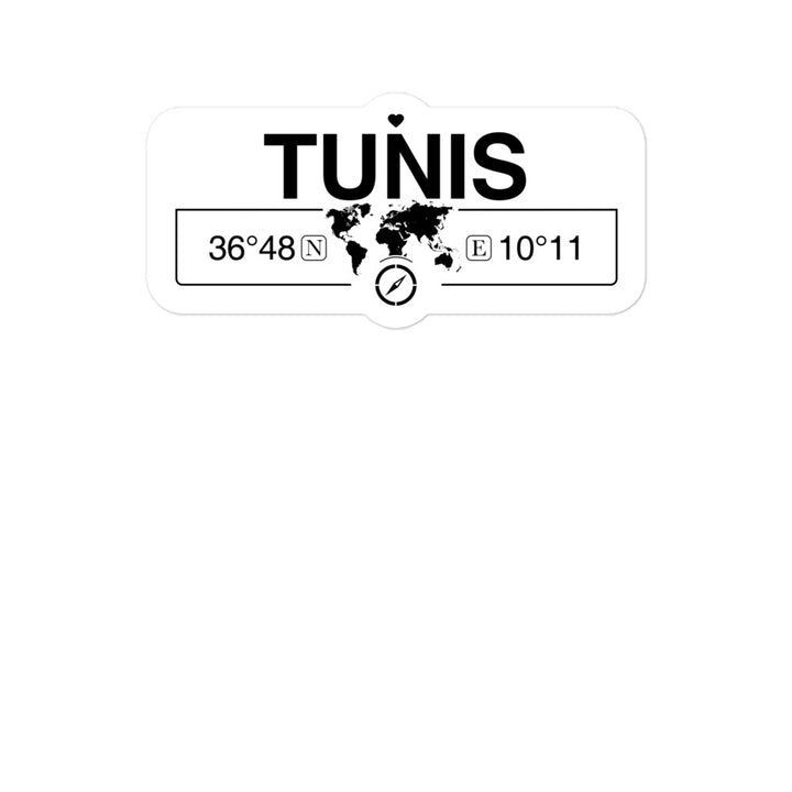 Tunis, Tunisia 2 x 5.5" Inch Stickers Gift with Map Coordinates #REF2748F6546