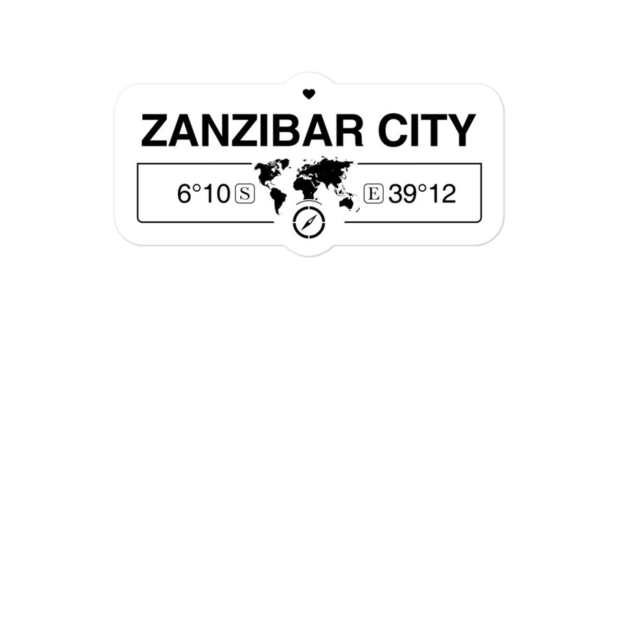Zanzibar City, Tanzania 2 x 5.5" Inch Stickers Gift with Map Coordinates #REF2748F6546