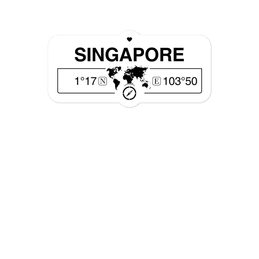 Singapore 2 x 5.5" Inch Stickers Gift with Map Coordinates #REF2748F6546