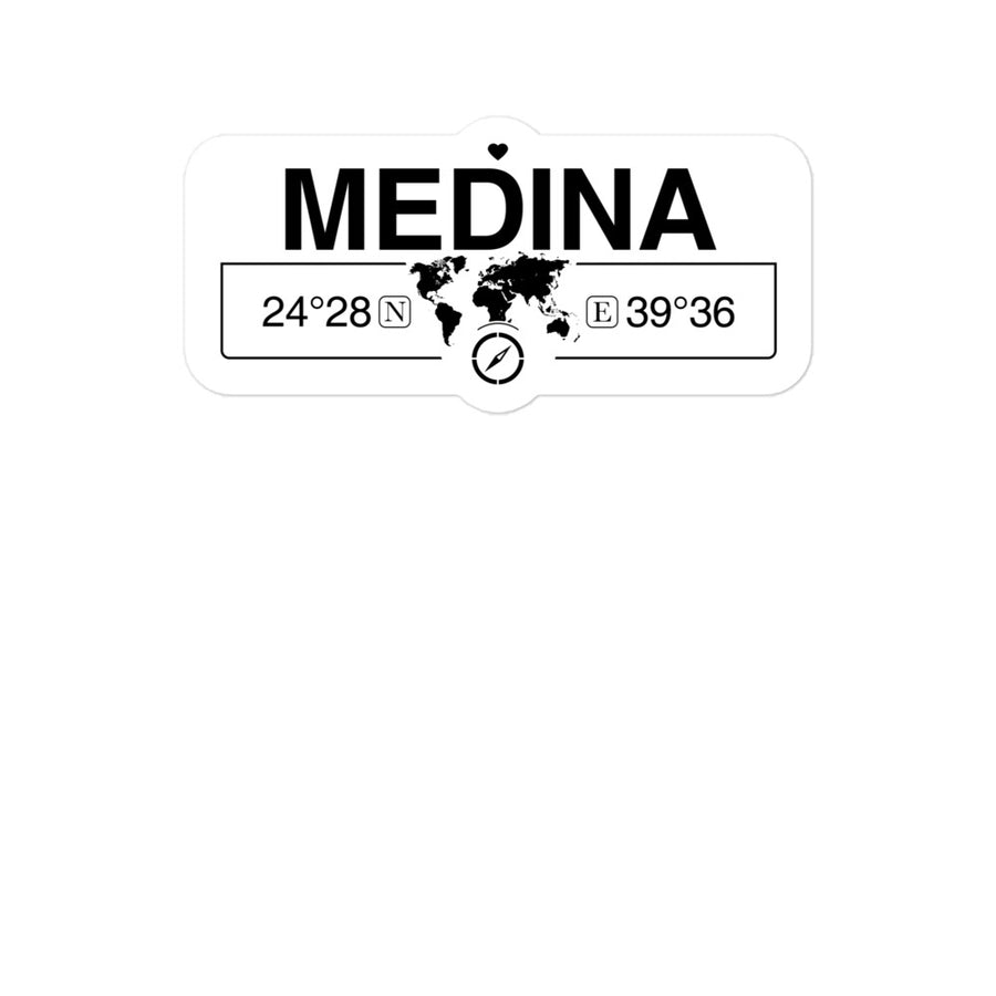 Medina, Saudi Arabia 2 x 5.5" Inch Stickers Gift with Map Coordinates #REF2748F6546