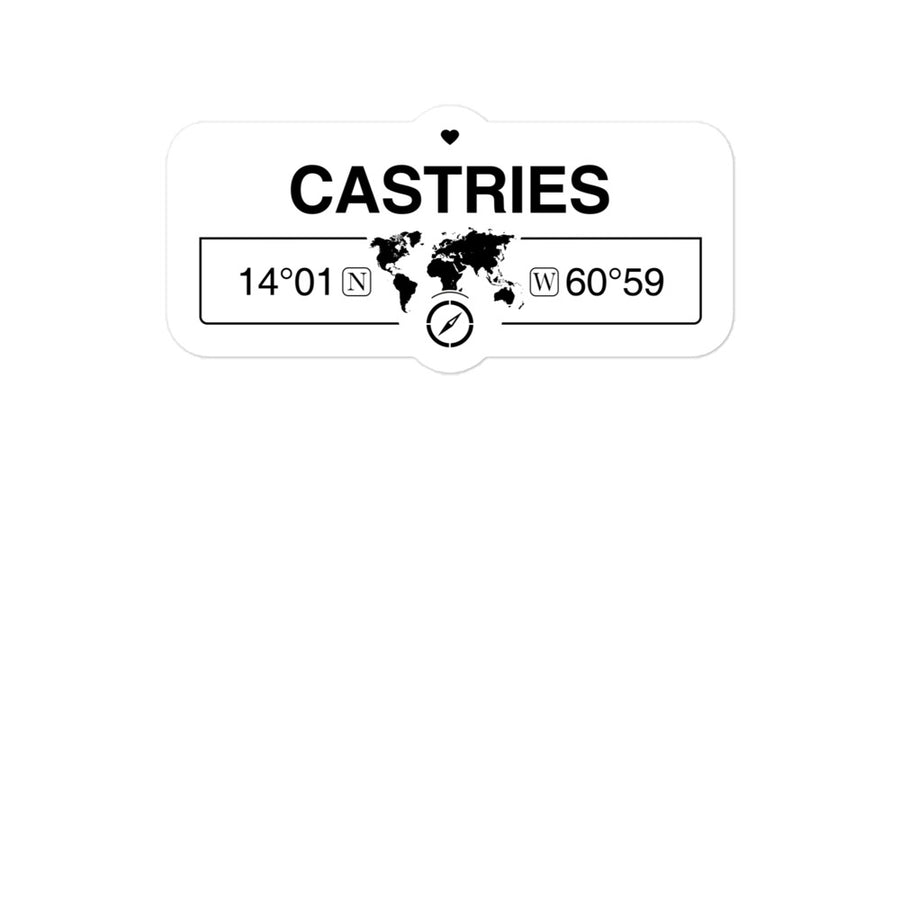 Castries, Saint Lucia 2 x 5.5" Inch Stickers Gift with Map Coordinates #REF2748F6546