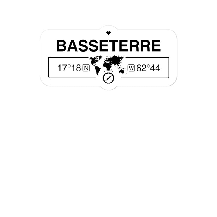 BasseTerrertoriese, Saint Kitts and Nevis 2 x 5.5" Inch Stickers Gift with Map Coordinates #REF2748F6546