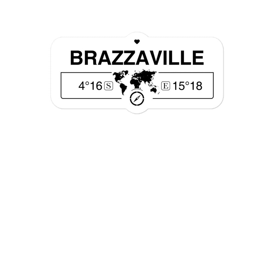 Brazzaville Republic of the Congo 2 x 5.5" Inch Stickers Gift with Map Coordinates #REF2748F6546