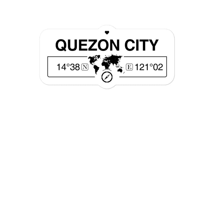 Quezon City, Philippines 2 x 5.5" Inch Stickers Gift with Map Coordinates #REF2748F6546