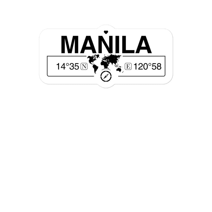 Manila, Philippines 2 x 5.5" Inch Stickers Gift with Map Coordinates #REF2748F6546