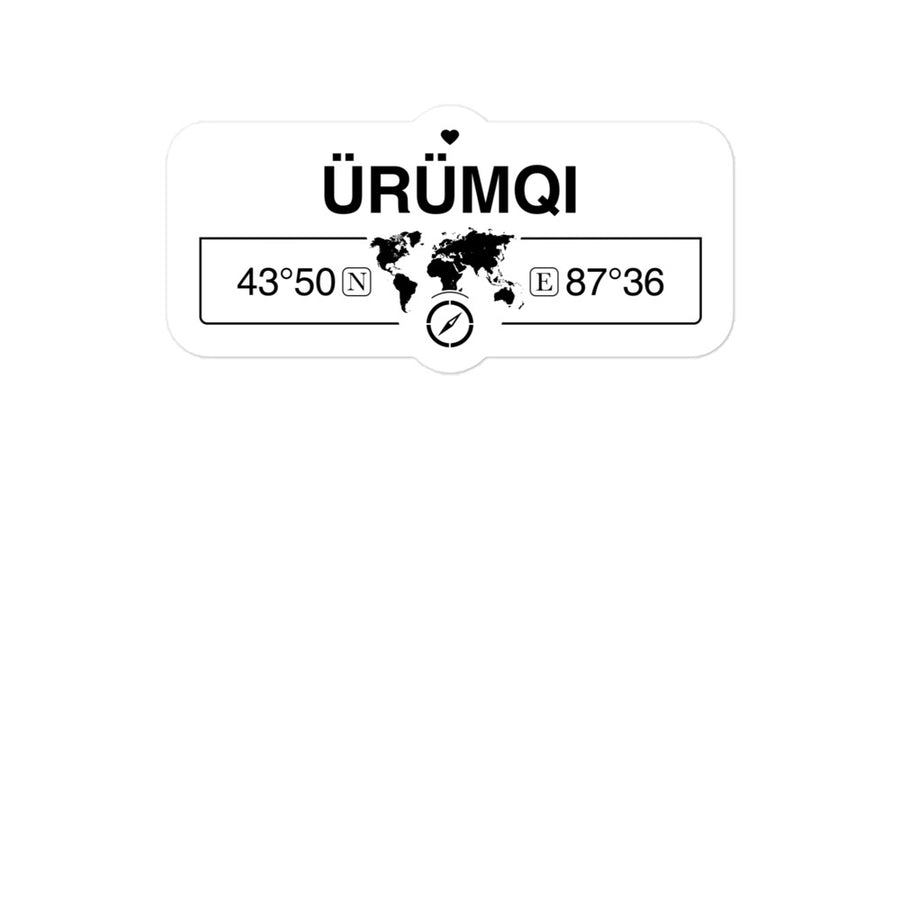 ÃrÃ¼mqi, People's Republic of China 2 x 5.5" Inch Stickers Gift with Map Coordinates #REF2748F6546
