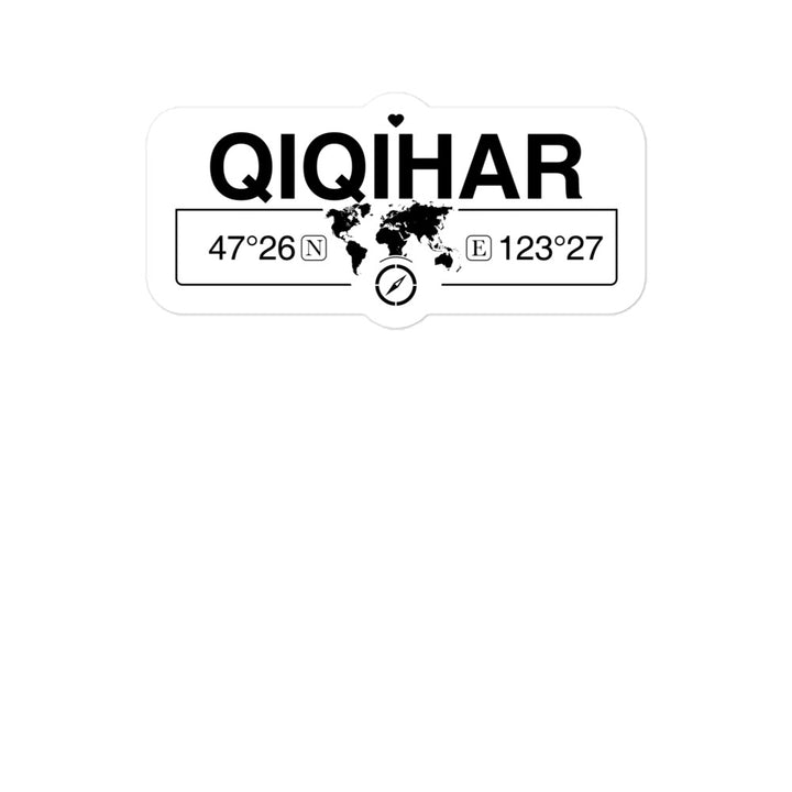 Qiqihar, People's Republic of China 2 x 5.5" Inch Stickers Gift with Map Coordinates #REF2748F6546