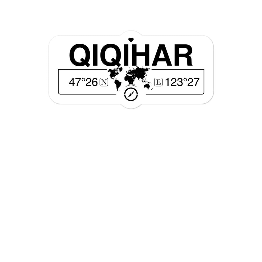 Qiqihar, People's Republic of China 2 x 5.5" Inch Stickers Gift with Map Coordinates #REF2748F6546