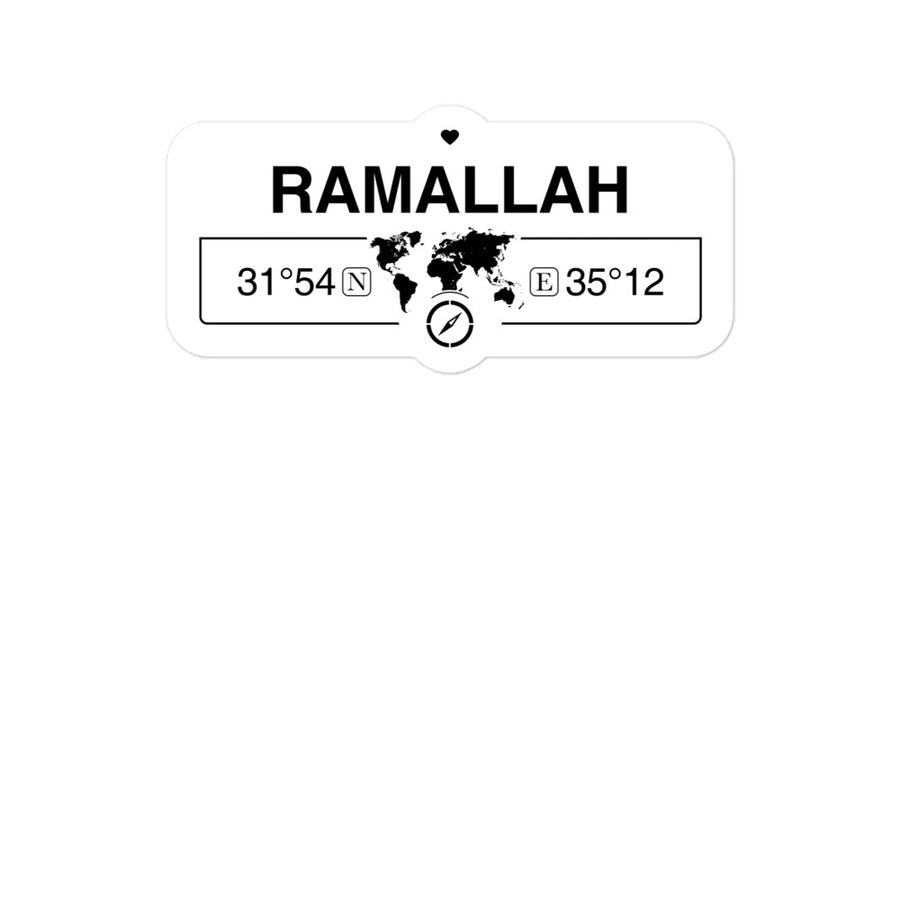 Ramallah, Palestine 2 x 5.5" Inch Stickers Gift with Map Coordinates #REF2748F6546