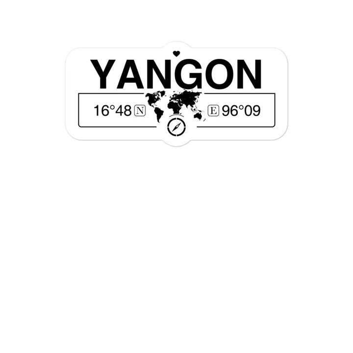 Yangon, Myanmar 2 x 5.5" Inch Stickers Gift with Map Coordinates #REF2748F6546