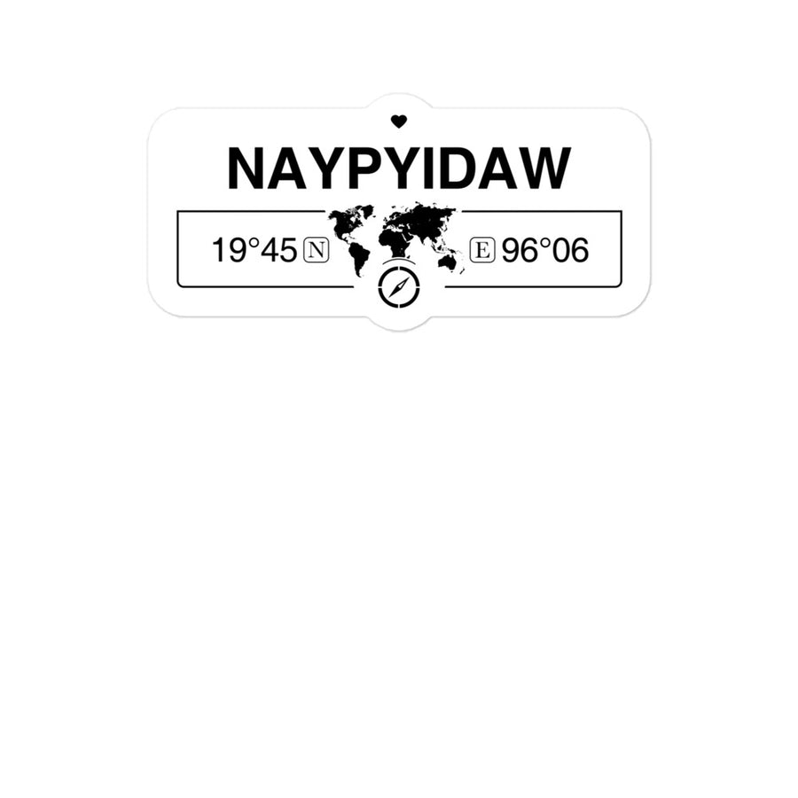 Naypyidaw, Myanmar 2 x 5.5" Inch Stickers Gift with Map Coordinates #REF2748F6546