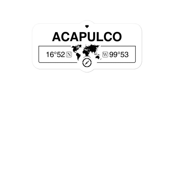 Acapulco, Mexico 2 x 5.5" Inch Stickers Gift with Map Coordinates #REF2748F6546