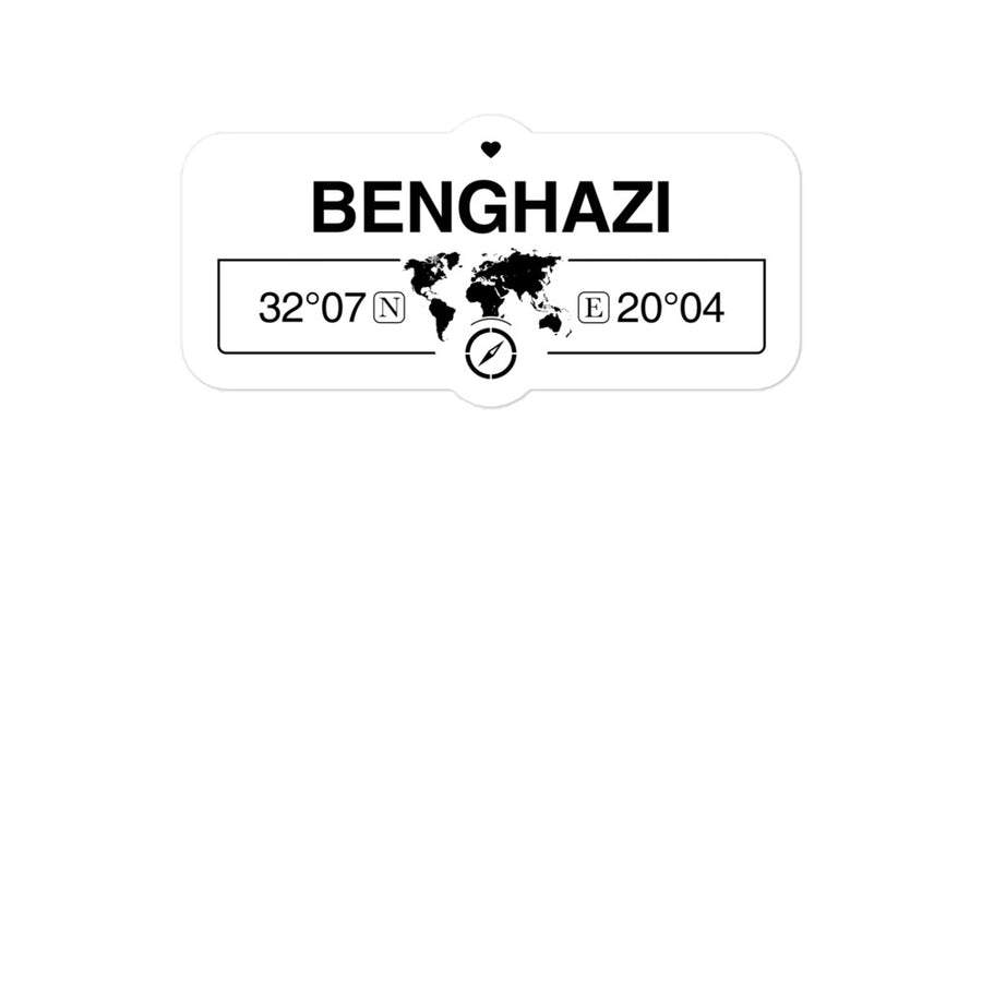 Benghazi, Libya 2 x 5.5" Inch Stickers Gift with Map Coordinates #REF2748F6546