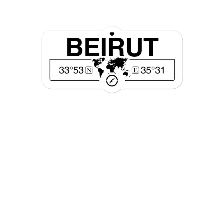 Beirut, Lebanon 2 x 5.5" Inch Stickers Gift with Map Coordinates #REF2748F6546