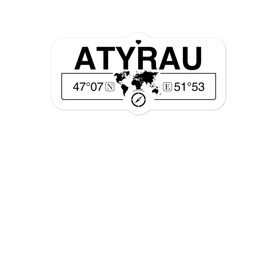 Atyrau, Kazakhstan 2 x 5.5" Inch Stickers Gift with Map Coordinates #REF2748F6546