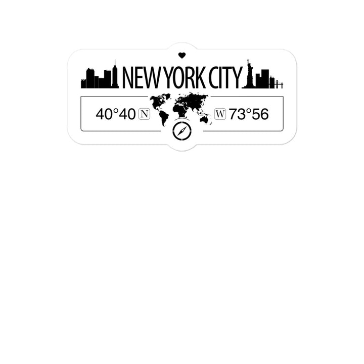New York City Manhattan Skyline 2 x 5.5" Inch Stickers Gift with Map Coordinates #REF2748F6546
