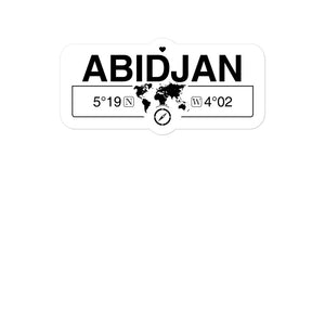 Abidjan, Ivory Coast 2 x 5.5" Inch Stickers Gift with Map Coordinates #REF2748F6546