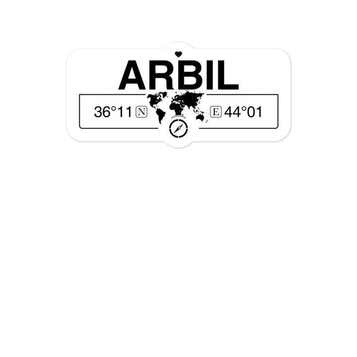 Arbil, Iraq 2 x 5.5" Inch Stickers Gift with Map Coordinates #REF2748F6546