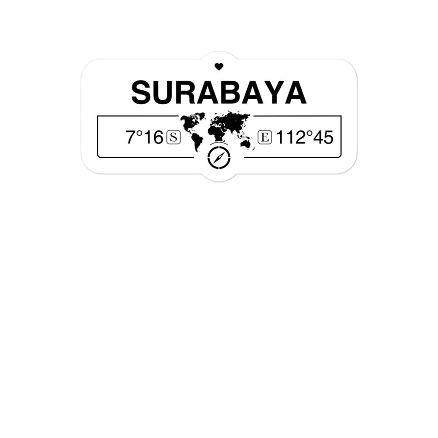 Surabaya, Indonesia 2 x 5.5" Inch Stickers Gift with Map Coordinates #REF2748F6546