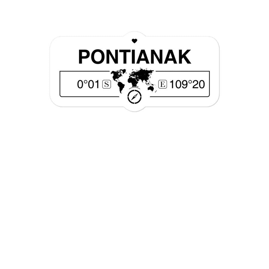 Pontianak, Indonesia 2 x 5.5" Inch Stickers Gift with Map Coordinates #REF2748F6546